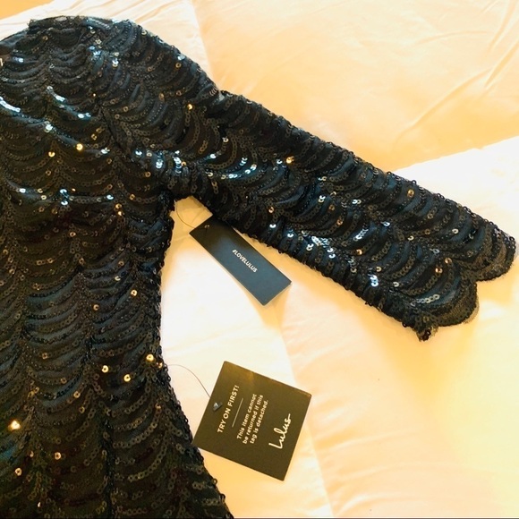 NWT LULU’S Black sequin bodycon dress women size S - Picture 6 of 6